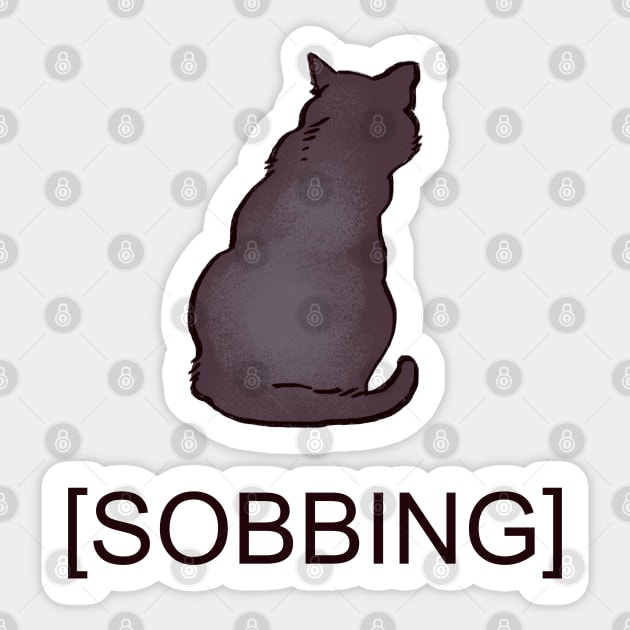 sad crying sobbing corner black cat with subtitle meme Sticker by mudwizard